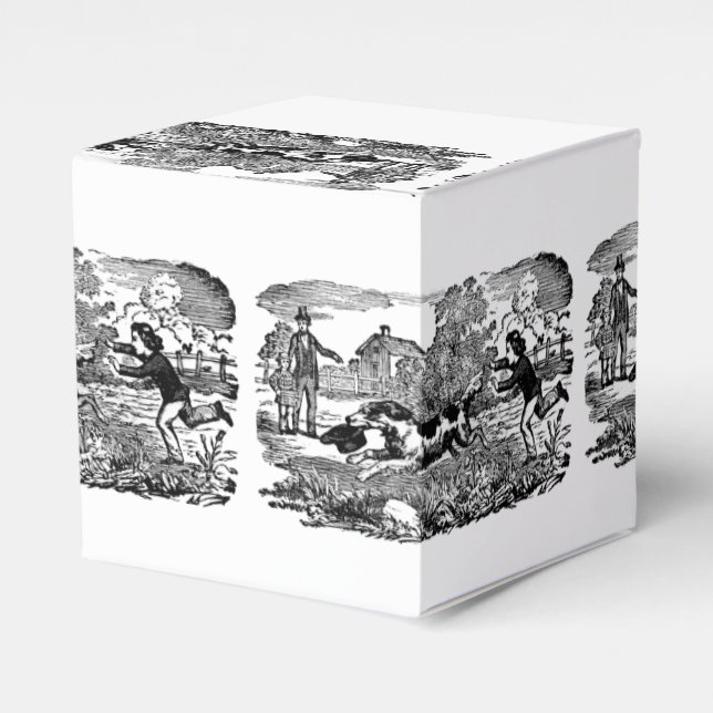 Dog running antique pet art victorian illustration favour box (Front Side)