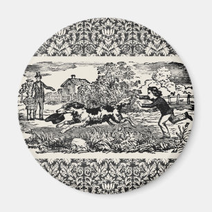 Dog running antique pet art victorian illustration magnet