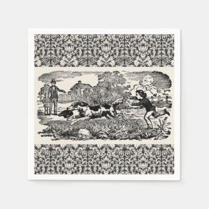 Dog running antique pet art victorian illustration napkin