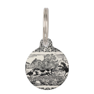 Dog running antique pet art victorian illustration tag