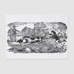 Dog running antique pet art victorian illustration tissue paper