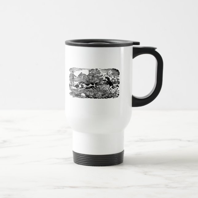 Dog running antique pet art victorian illustration travel mug (Right)