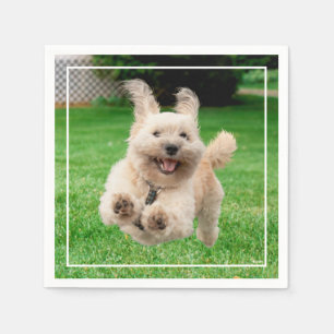 Dog Running In Yard Napkin
