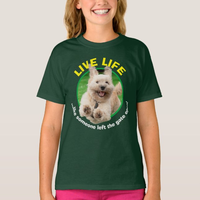 Dog Running In Yard T-Shirt (Front)