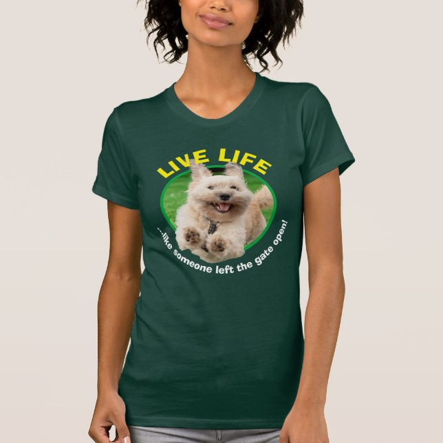 Dog Running In Yard T-Shirt (Front)