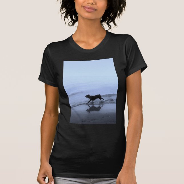 Dog Running on Beach T-Shirt (Front)