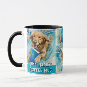 Dog Running with the Big Book Coffee Mug
