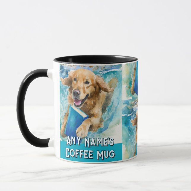 Dog Running with the Big Book Coffee Mug (Left)