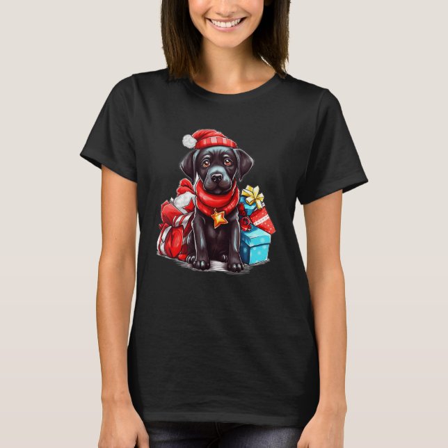 Dog  s Christmas Cute Labrador Retriever for Holid T-Shirt (Front)