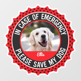 Dog Safety Alert Custom First Responder Window Cling