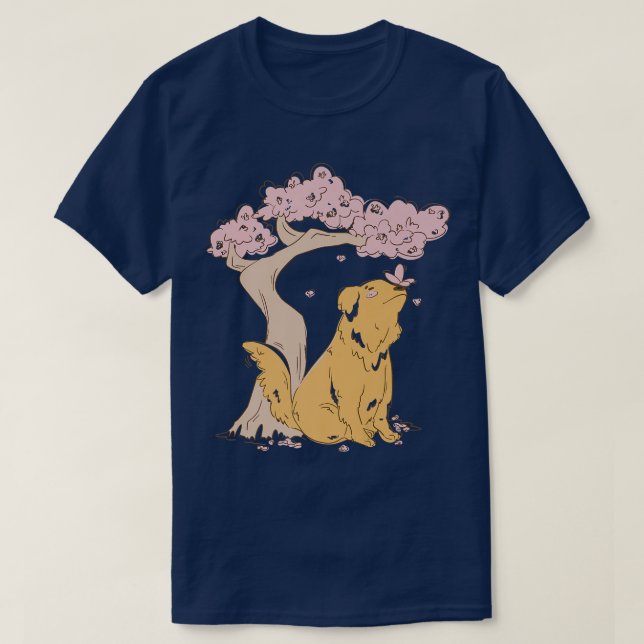 Dog Sakura Cherry Blossom Flower Kawaii Japanese A T-Shirt (Design Front)