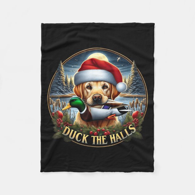 Dog Santa Duck Hunting Christmas Funny Adventure A Fleece Blanket (Front)