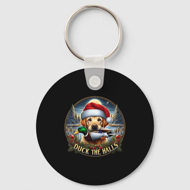 Dog Santa Duck Hunting Christmas Funny Adventure A Key Ring (Front)