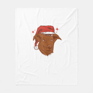 Dog Santa Hat - Funny Christmas  Fleece Blanket