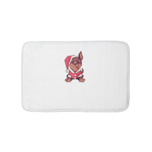 Dog Santa Hat - Funny Christmas Raglan Baseball Te Bath Mat