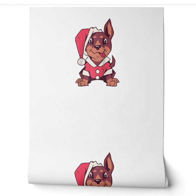 Dog Santa Hat - Funny Christmas Raglan Baseball Te Wallpaper (Unrolling)