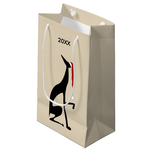 Dog Santa Hat Modern Funny Christmas Small Gift Bag (Front Angled)
