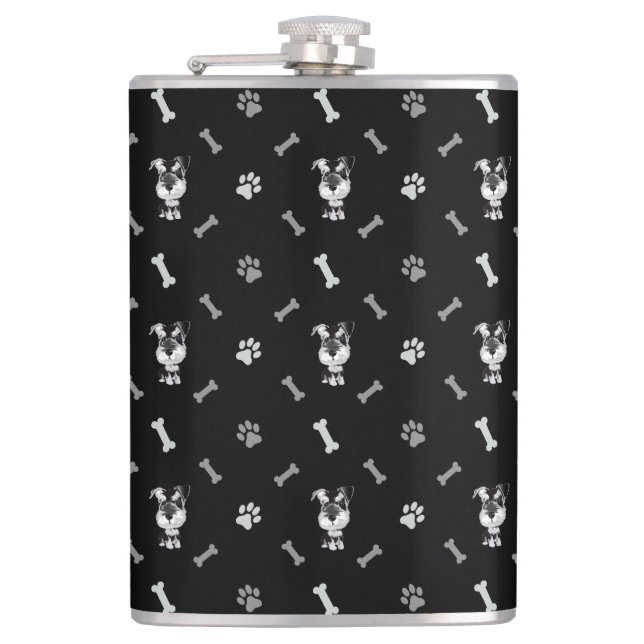  Dog Schnauzer Hip Flask (Front)