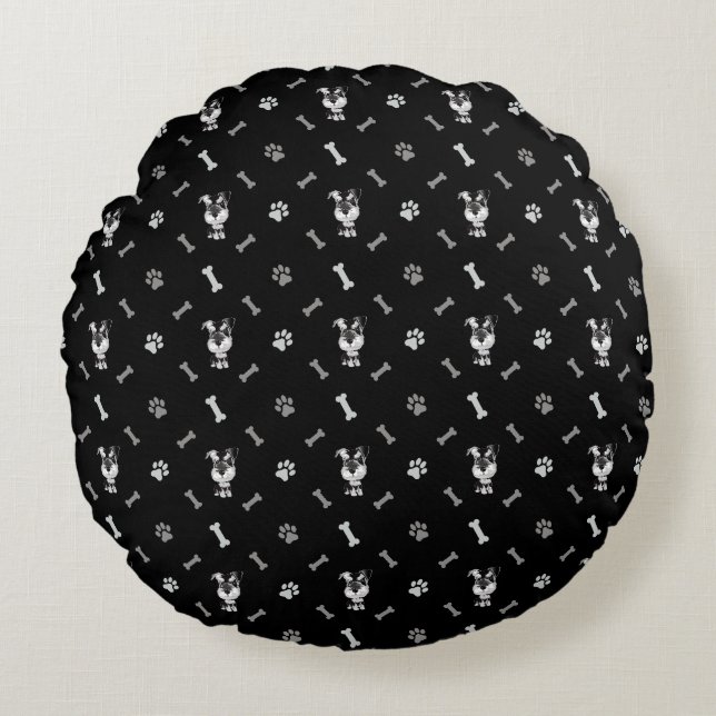  Dog Schnauzer Round Cushion (Front)