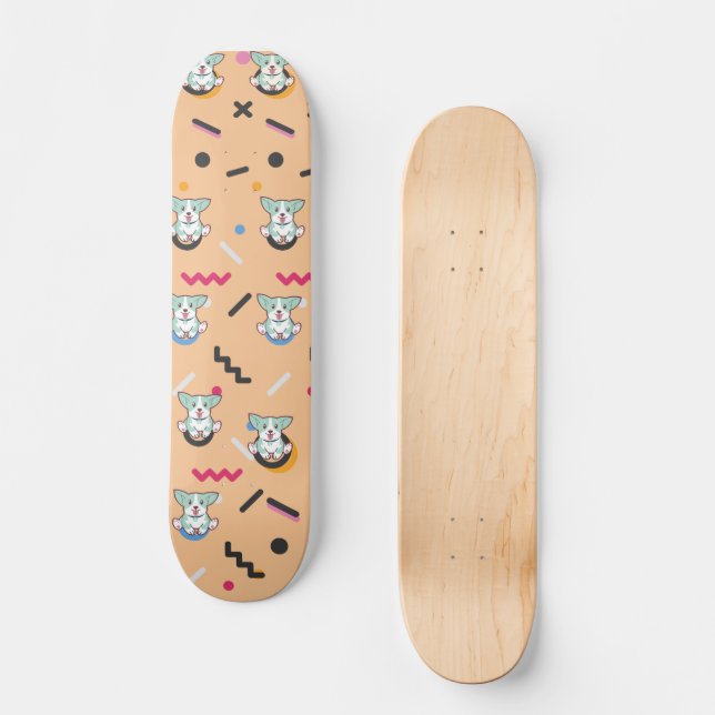 Dog Seamless Pattern Vector  Skateboard (Front)