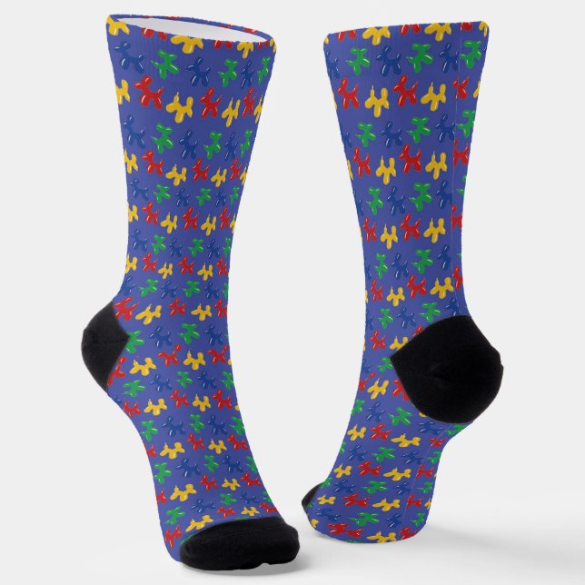 Dog Shaped Balloon Sculptures Primary Colours Socks (Angled)