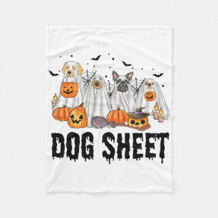 Dog Sheet Halloween Spooky Season Cute Dog Ghost W Fleece Blanket