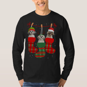 Dog Shih Tzu Christmas Socks Xmas Pajama Pet Pupp T-Shirt