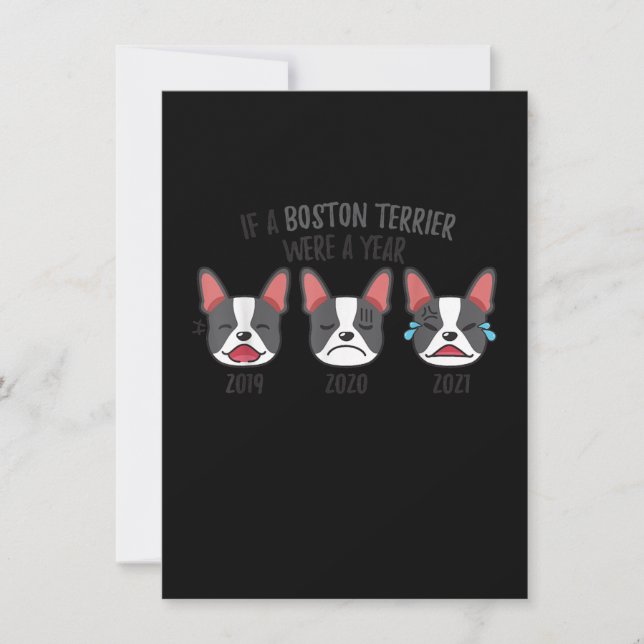 Dog Shirts If A Boston Terrier Was A Year Humour Thank You Card (Front)