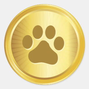 Dog show winner gold medal classic round sticker