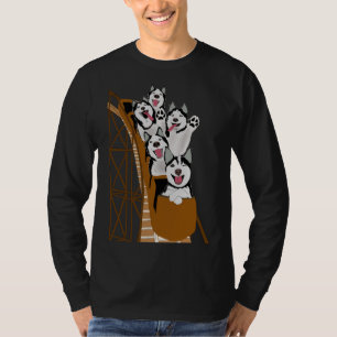 Dog Siberian Husky Dogs Riding A Roller Coaster T-Shirt