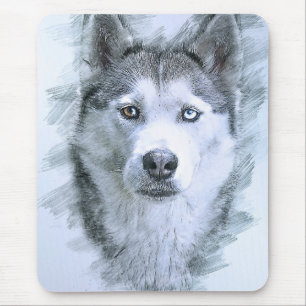 Dog Siberian Husky Drawing Sled Dog OtterBox Mouse Mat