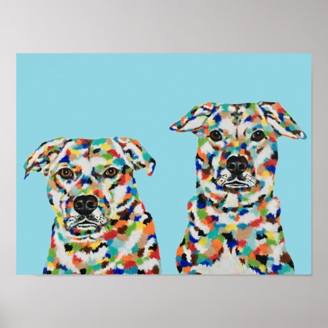Dog Siblings Colourful Poster (Front)