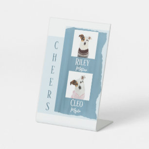 Dog Signature Cocktail Drink Dusty Blue Wedding  Pedestal Sign
