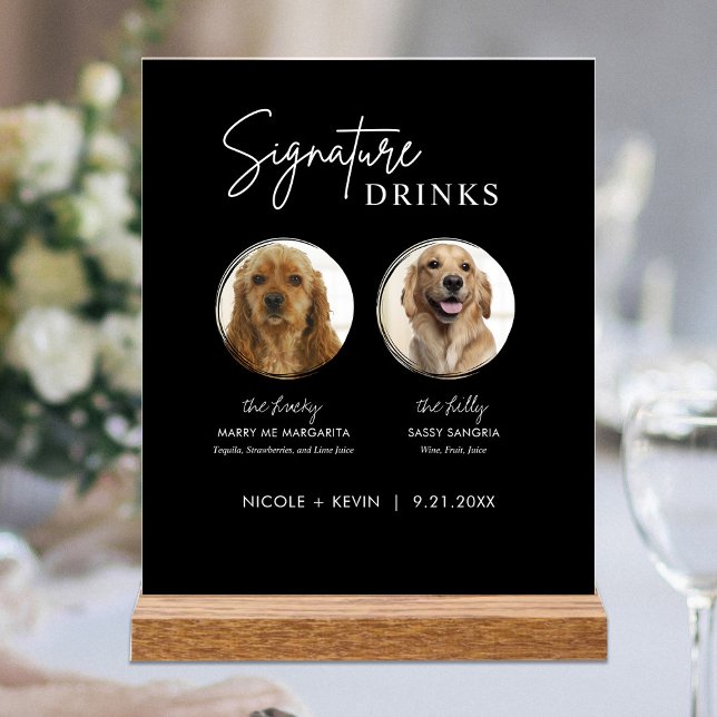 Dog Signature Drinks Sign Wedding Bar Acrylic Sign (Creator Uploaded)