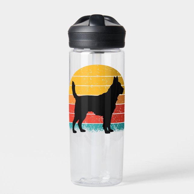 Dog Silhouette at Sunset Water Bottle (Front)