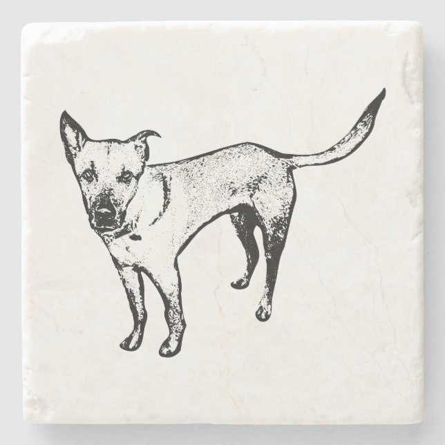 Dog Silhouette Coaster – Minimal Ink Line (Front)