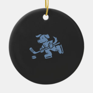 Dog Silhouette Golden Retriever Labrador Hockey  Ceramic Tree Decoration