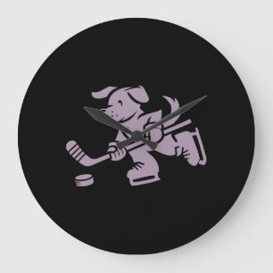 Dog Silhouette Golden Retriever Labrador Hockey   Large Clock