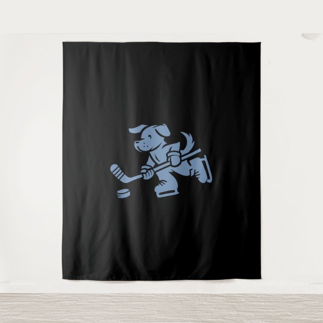 Dog Silhouette Golden Retriever Labrador Hockey  Tapestry (Front)