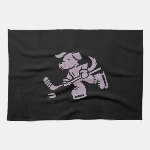 Dog Silhouette Golden Retriever Labrador Hockey Tea Towel