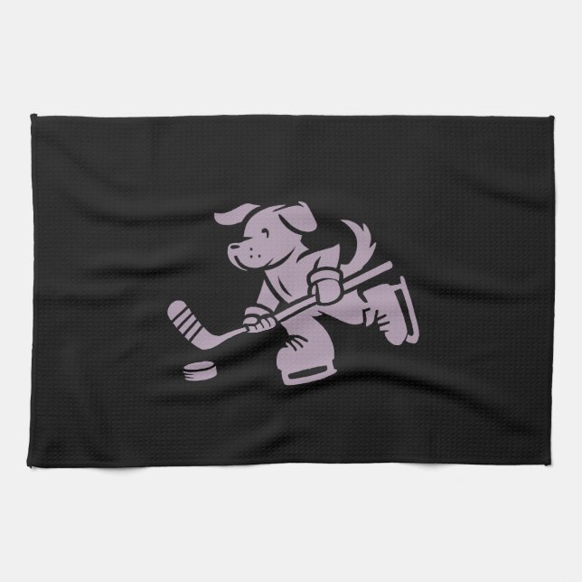 Dog Silhouette Golden Retriever Labrador Hockey   Tea Towel (Horizontal)