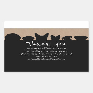 dog silhouette groomer thank you rectangular stick rectangular sticker