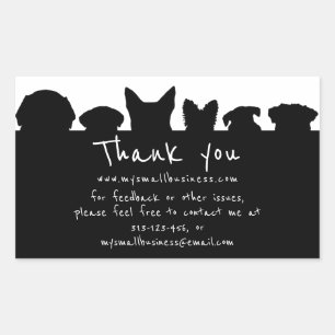 dog silhouette groomer thank you rectangular sticker