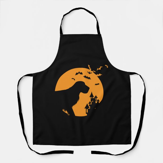 Dog silhouette Halloween autumn Apron (Front)