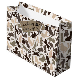 Dog silhouette in various poses seamless pattern large gift bag