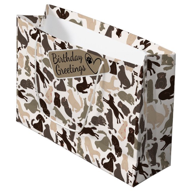 Dog silhouette in various poses seamless pattern   large gift bag (Front Angled)