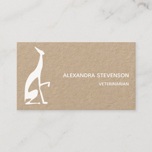 Dog Silhouette , Minimalist Modern White Business Card (Front)