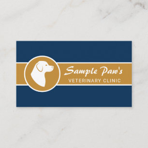 Dog Silhouette On Blue And Ochre Veterinary Clinic Business Card
