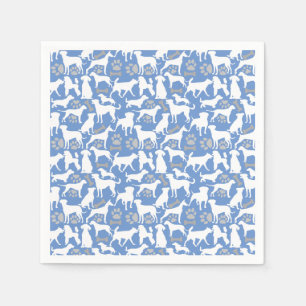 Dog silhouette Pattern.White.03 Lblue BG Napkin