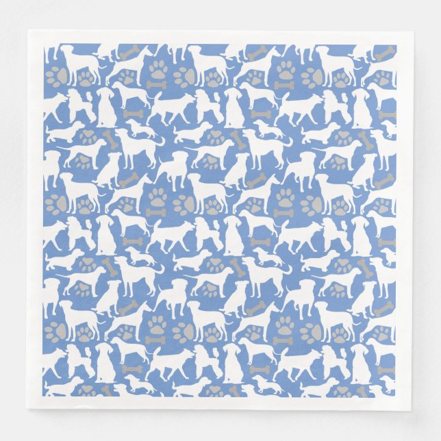 Dog silhouette Pattern.White.03 Lblue BG Napkin (Front)